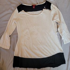 Merona 3/4 Sleve Black And Cream Shirt #289